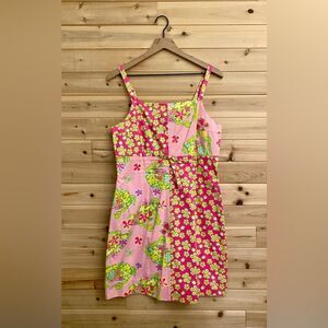Vintage Lilly Pulitzer White Label Patchwork Floral Pattern Tank Dress